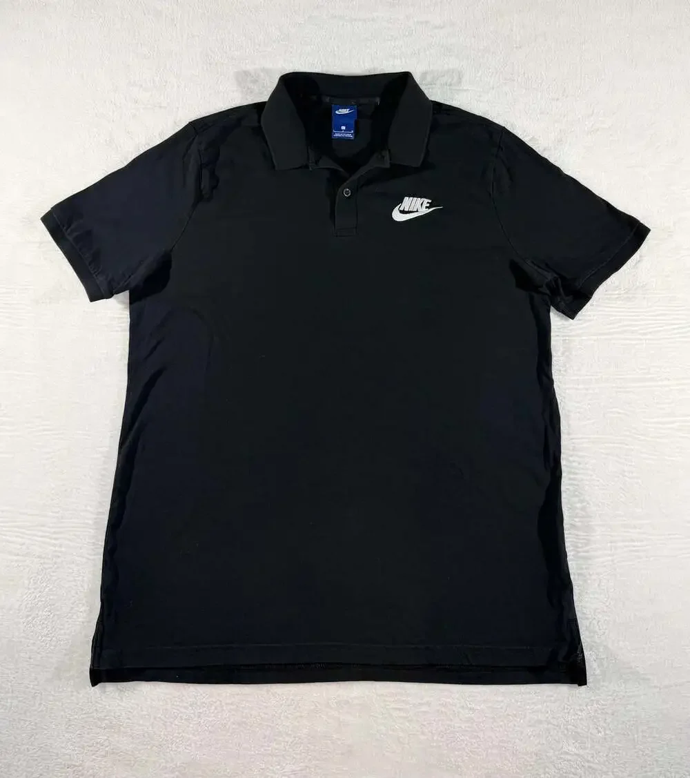 Nike Sportswear Men's Vintage 80’s Black Pique Polo S/S Logo Shirt  L